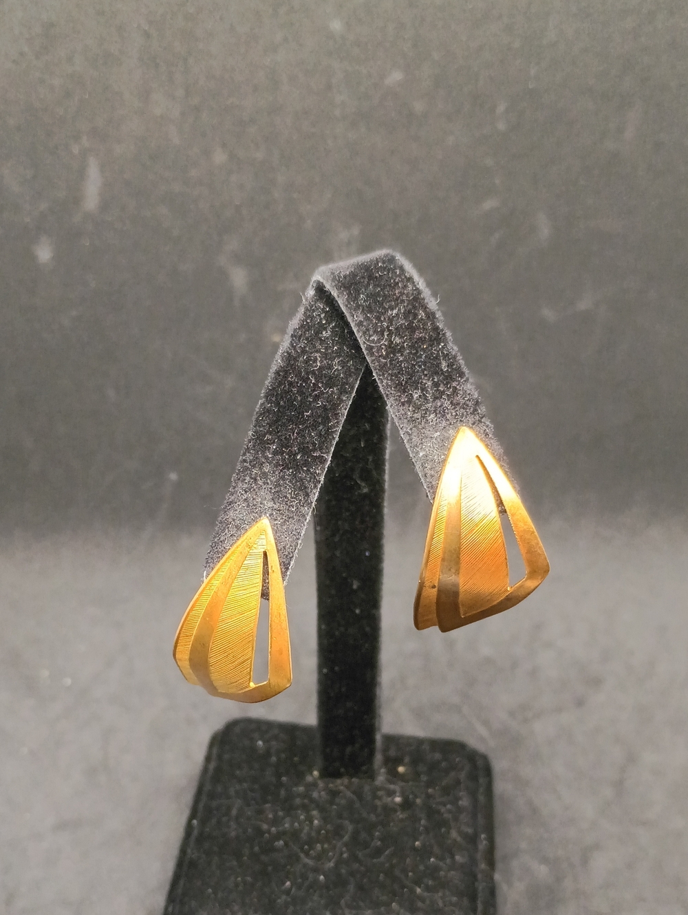 Vintage Gold Abstract Triangle Earrings